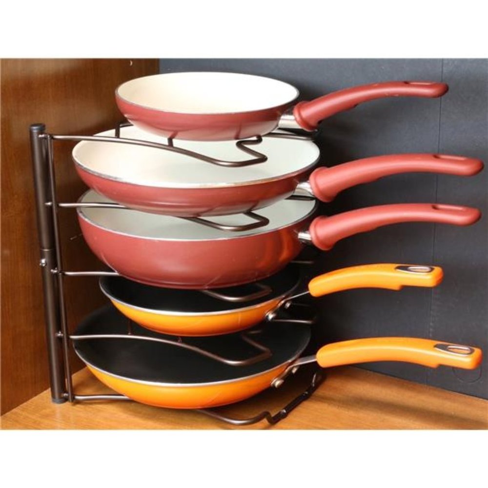 Kitchen Counter and Cabinet Pan Organizer Shelf Rack, Bronze